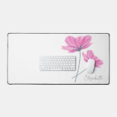 Elegant & Modern Pink Flowers Voeg Jouw naam wit t Bureaumat (Keyboard & Muis)