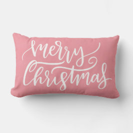 Elegant Modern Pink Merry Kerstkalligrafie Kussen