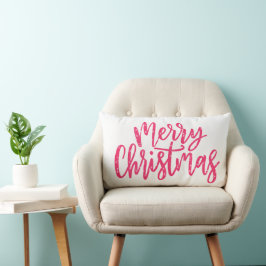 Elegant Modern Pink Merry Kerstkalligrafie Kussen