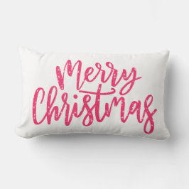 Elegant Modern Pink Merry Kerstkalligrafie Kussen