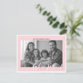 Elegant Modern Pink Moving Annountion Foto Briefkaart (Staand voorkant)
