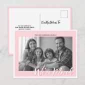 Elegant Modern Pink Moving Annountion Foto Briefkaart (Voorkant / Achterkant)