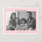 Elegant Modern Pink Moving Annountion Foto Briefkaart (Voorkant)