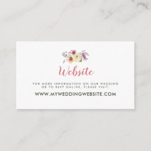 Elegant Modern Pink Paars Floral Wedding Website Informatiekaartje