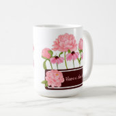 Elegant Modern Pink Peony Waterverf Floral Koffiemok (Voorkant rechts)