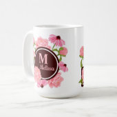Elegant Modern Pink Peony Waterverf Floral Koffiemok (Voorkant links)
