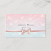 Elegant Modern Pink Ribbon Bow, Glitter Bokeh Visitekaartje (Voorkant)