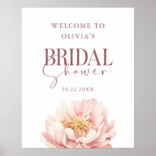 Elegant Modern Pioen Bloemen Welkom Vrijgezellenfe Poster
