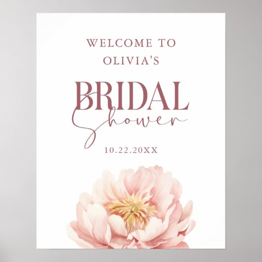 Elegant Modern Pioen Bloemen Welkom Vrijgezellenfe Poster (Voorkant)