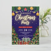 Elegant Modern Plaid Green Christmas Party Kaart (Staand voorkant)