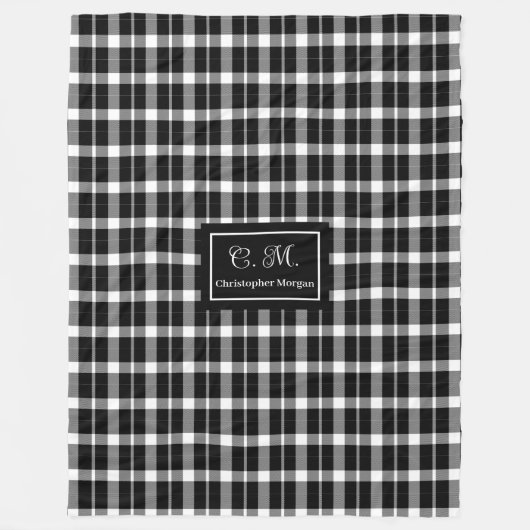 Elegant Modern Plaid Throw with Custom Monogram Fleece Deken (Voorkant)