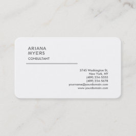 Elegant Modern Plain White Consultant Manager Visitekaartje
