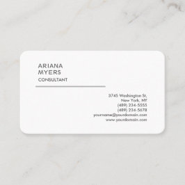 Elegant Modern Plain White Consultant Manager Visitekaartje