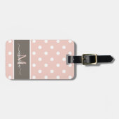 Elegant Modern Polka Dot Patroon met Monogram Bagagelabel (Voorkant horizontaal)