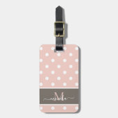Elegant Modern Polka Dot Patroon met Monogram Bagagelabel (Voorkant verticaal)