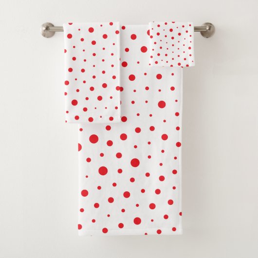 Elegant Modern Polka Dots - Rood - Pas BG aan Bad Handdoek (Insitu)