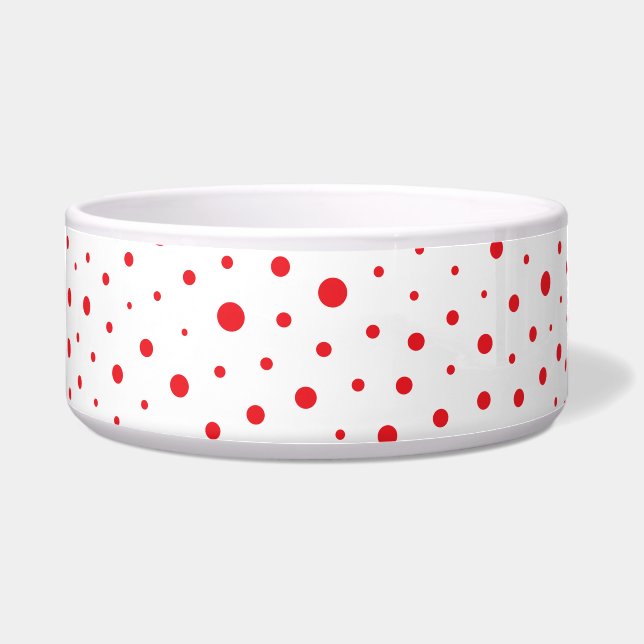 Elegant Modern Polka Dots - Rood - Pas BG aan Voerbakje (Voorkant)