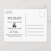 Elegant Modern Poppy Red Wedding Sla de datum op Aankondigingskaart (Achterkant)