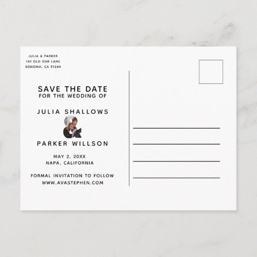 Elegant Modern Poppy Red Wedding Sla de datum op Aankondigingskaart (Achterkant)