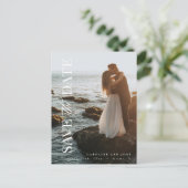Elegant modern portret foto slaat de datum op briefkaart (Staand voorkant)