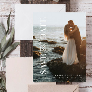 Elegant modern portret foto slaat de datum op briefkaart