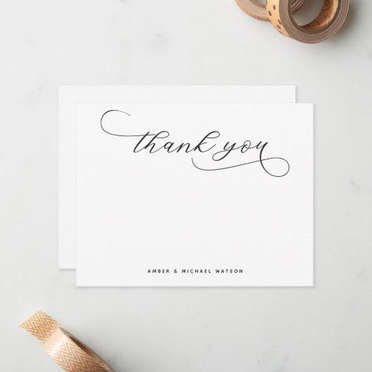 Elegant modern Premium - Dank u wel script Notitiekaartje (Voorkant / Achterkant in situ)