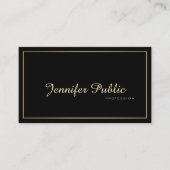 Elegant Modern Professional Black Gold Plain Visitekaartje (Voorkant)