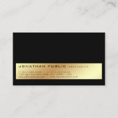 Elegant Modern Professional Black Gold Plain Visitekaartje (Achterkant)