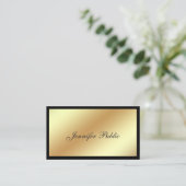 Elegant Modern Professional Black Gold Plain Visitekaartje (Staand voorkant)