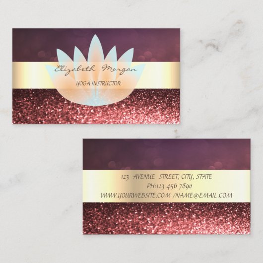 Elegant Modern Professional Bokeh Stripe, Lotus Visitekaartje (Voorkant / Achterkant)