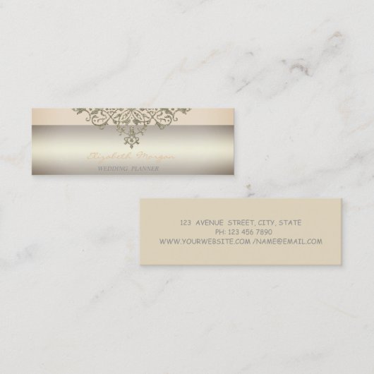 Elegant modern Professional Charming, kant Mini Visitekaartje (Voorkant / Achterkant)