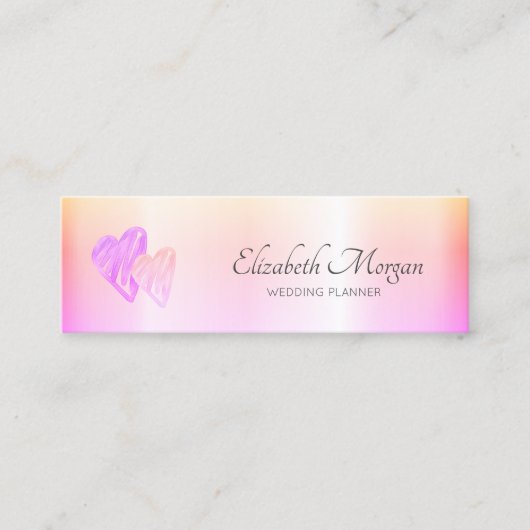 Elegant Modern Professional Chic, Hearts, Ombre Mini Visitekaartje (Voorkant)
