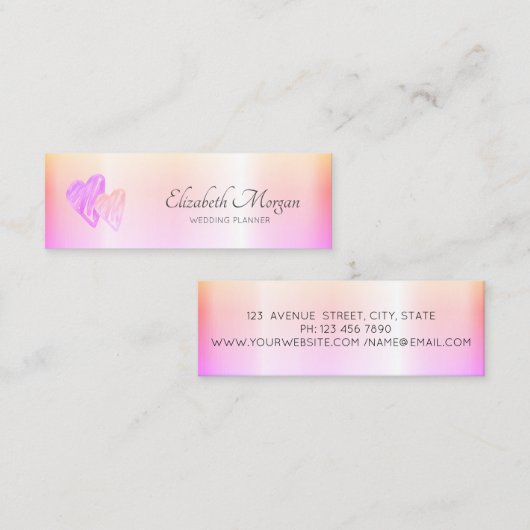 Elegant Modern Professional Chic, Hearts, Ombre Mini Visitekaartje (Voorkant / Achterkant)