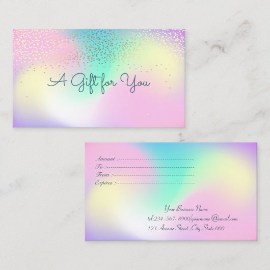 Elegant modern Professional Confetti Holographic Kortingskaartje (Voorkant / Achterkant)