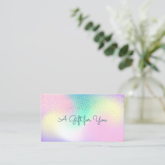 Elegant modern Professional Confetti Holographic Kortingskaartje (Staand voorkant)