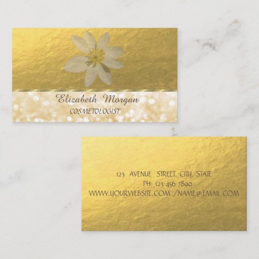Elegant Modern Professional, Faux Gold, White Dais Visitekaartje (Voorkant / Achterkant)