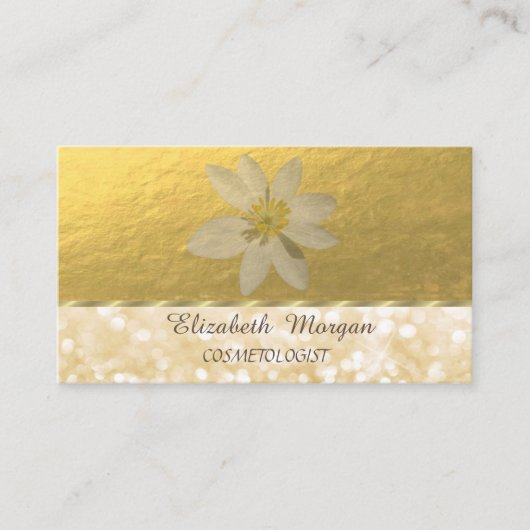 Elegant Modern Professional, Faux Gold, White Dais Visitekaartje (Voorkant)