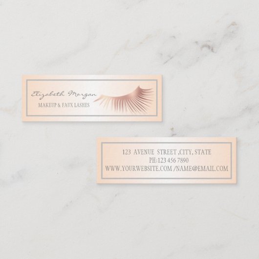 Elegant Modern Professional Faux Lashes, Lijst Mini Visitekaartje (Voorkant / Achterkant)