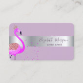 Elegant modern Professional Flamingo Silver Stripe Visitekaartje (Voorkant)