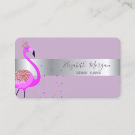 Elegant modern Professional Flamingo Silver Stripe Visitekaartje