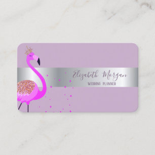 Elegant modern Professional Flamingo Silver Stripe Visitekaartje