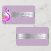 Elegant modern Professional Flamingo Silver Stripe Visitekaartje (Voorkant / Achterkant)