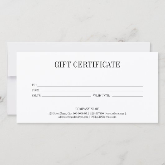 Elegant Modern Professional Gift Certificate (Achterkant)