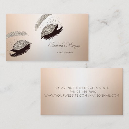 Elegant Modern Professional Glitter Faux Lashes Visitekaartje (Voorkant / Achterkant)