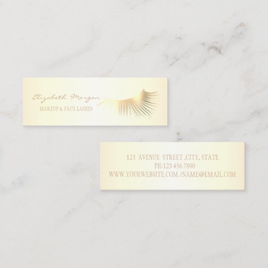 Elegant modern Professional Gold Faux Lashes Mini Visitekaartje (Voorkant / Achterkant)