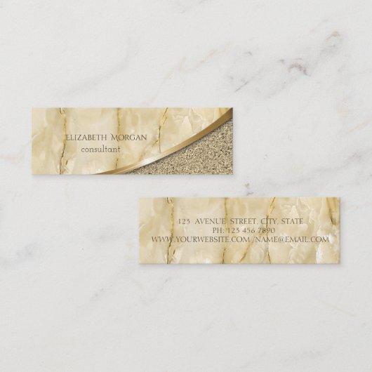 Elegant Modern Professional Gold Marble Mini Visitekaartje (Voorkant / Achterkant)