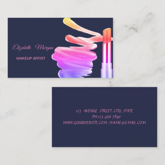 Elegant Modern Professional, lipstick Visitekaartje (Voorkant / Achterkant)