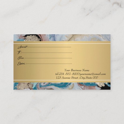 Elegant Modern, Professional Marble Gold Confetti Kortingskaartje (Achterkant)