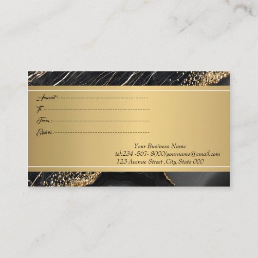 Elegant Modern, Professional Marble Gold Sequins Kortingskaartje (Achterkant)