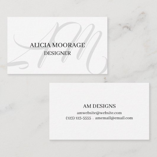 Elegant modern Professional Monogram Visitekaartje (Voorkant / Achterkant)